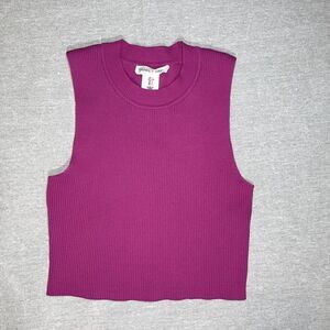 Happily Grey | Pink Ribbed Sleeveless Crop Top | Large
